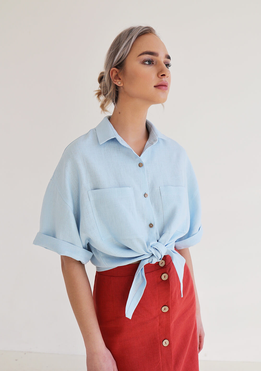 Linen shirt Jackie with dropped shoulder sleeves