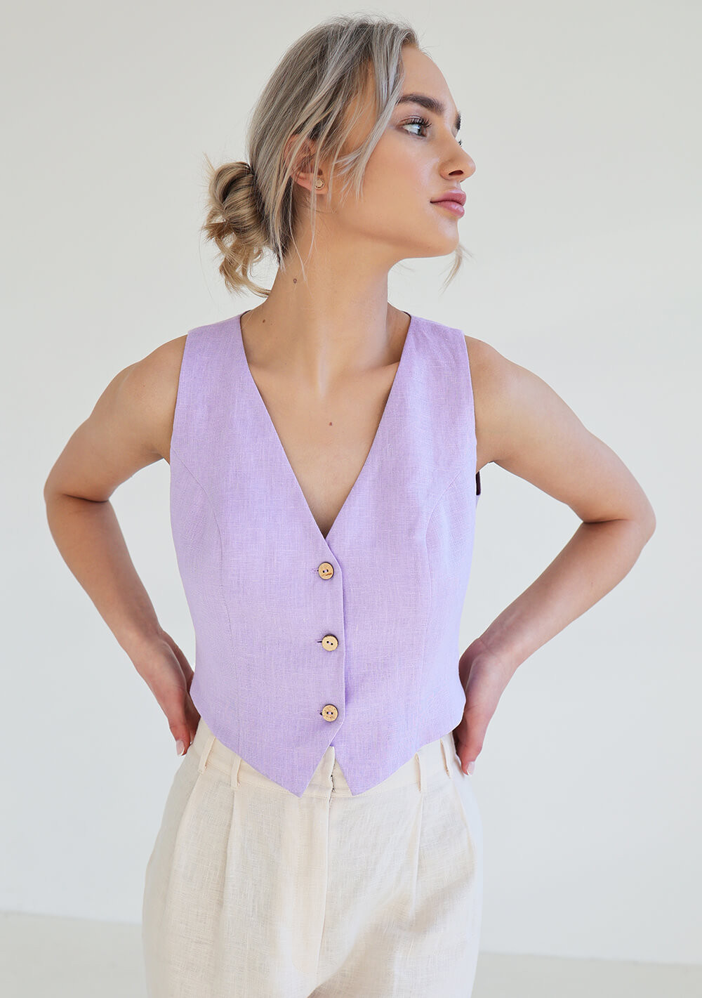 Fitted linen vest Kelsey