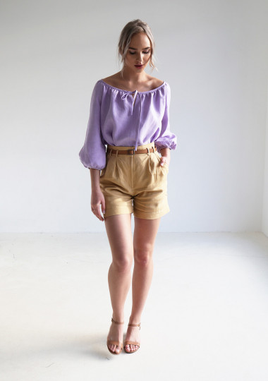 Lilac Airy-Linen Shorts