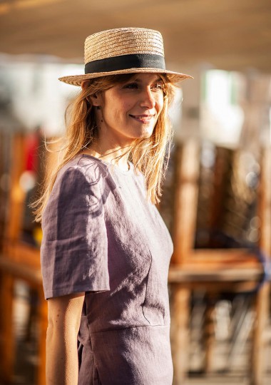 Linen jumpsuit Avery in lavender gray Linen jumpsuit Avery in lavender gray