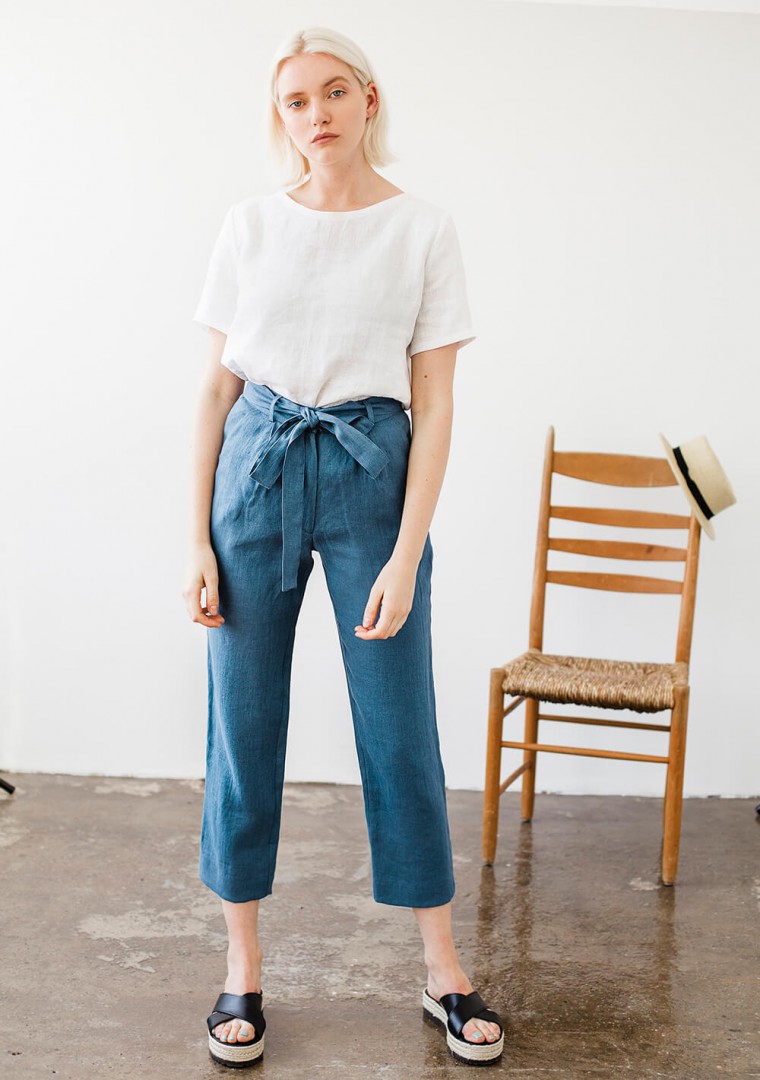 Linen pants with belt Dakota 4