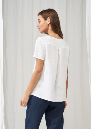 Double Breasted Linen Shirt SALMA, Linen Shirt Short Sleeves, Notched  Collar Linen Shirt, Linen Top, White Linen Top, Linen Top With Buttons 