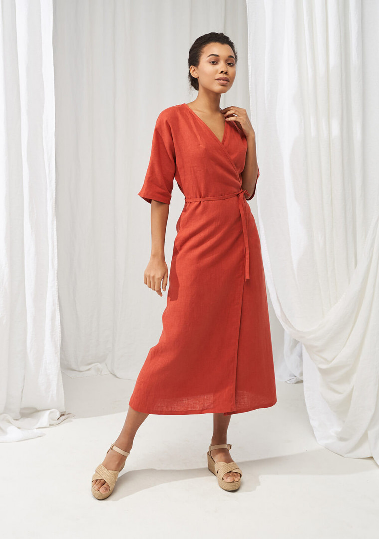 Linen maxi wrap dress Savannah