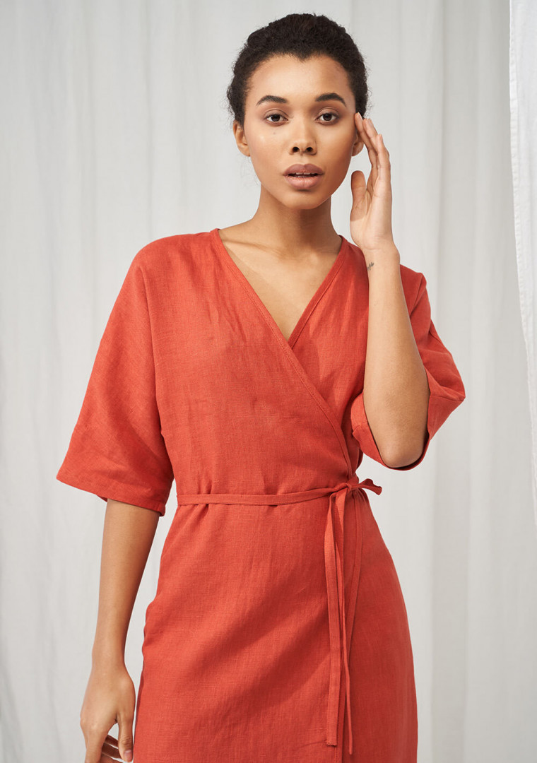 Linen Maxi Wrap Dress Savannah Linenhandmadestudio Com