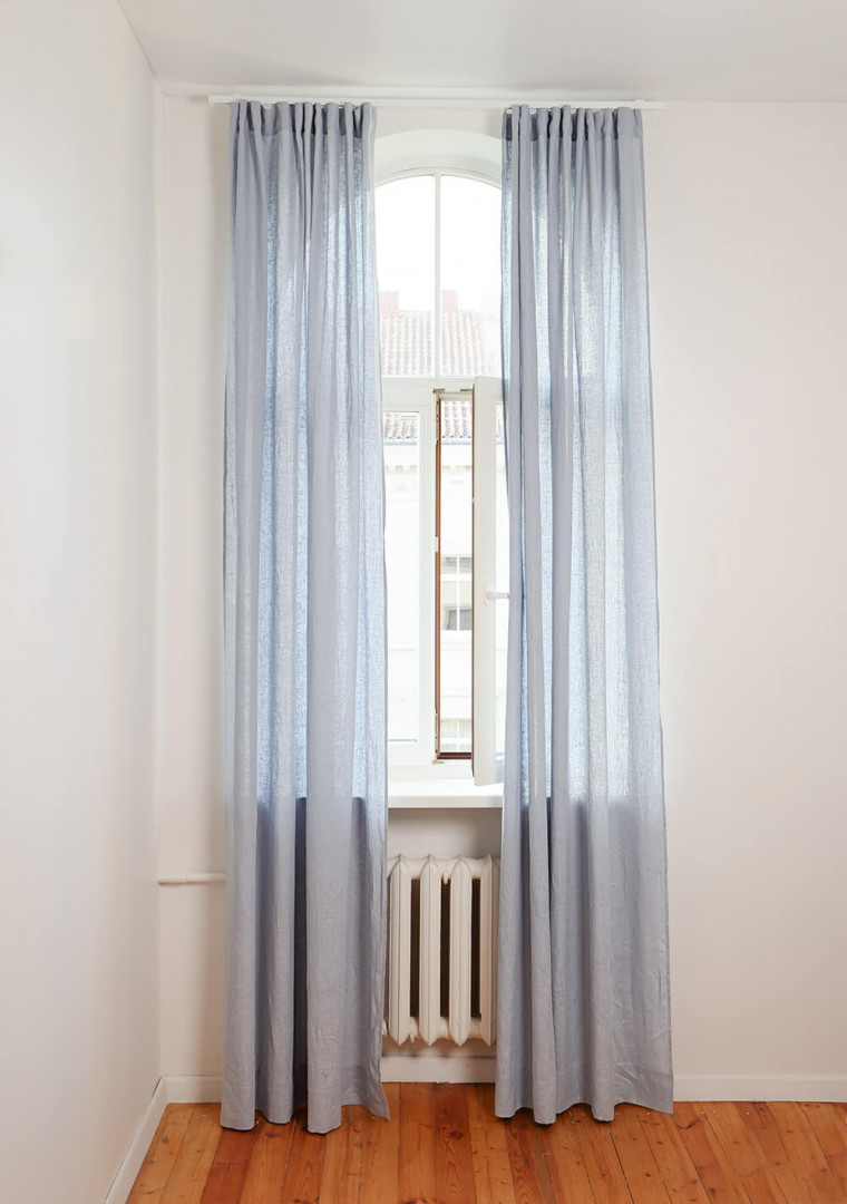 Linen curtains set in Bluish Gray 1