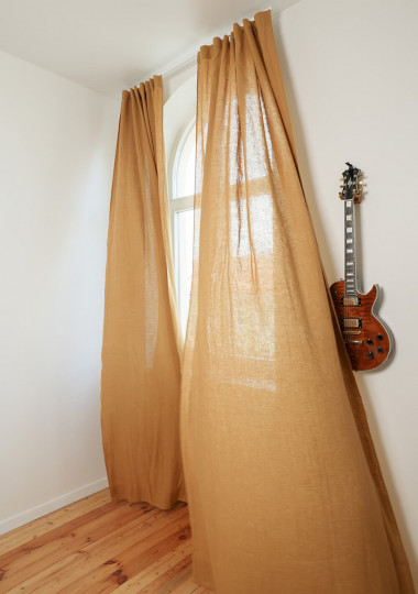 Linen curtain panels in Mustard