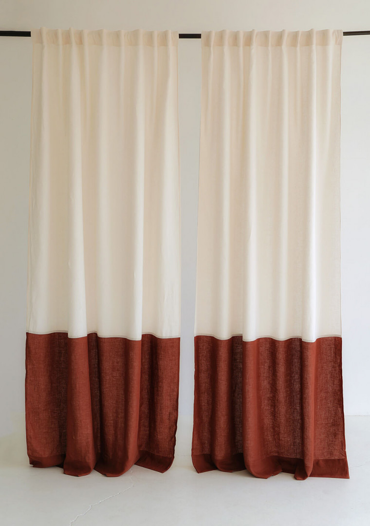 2 linen color block curtain panels 7