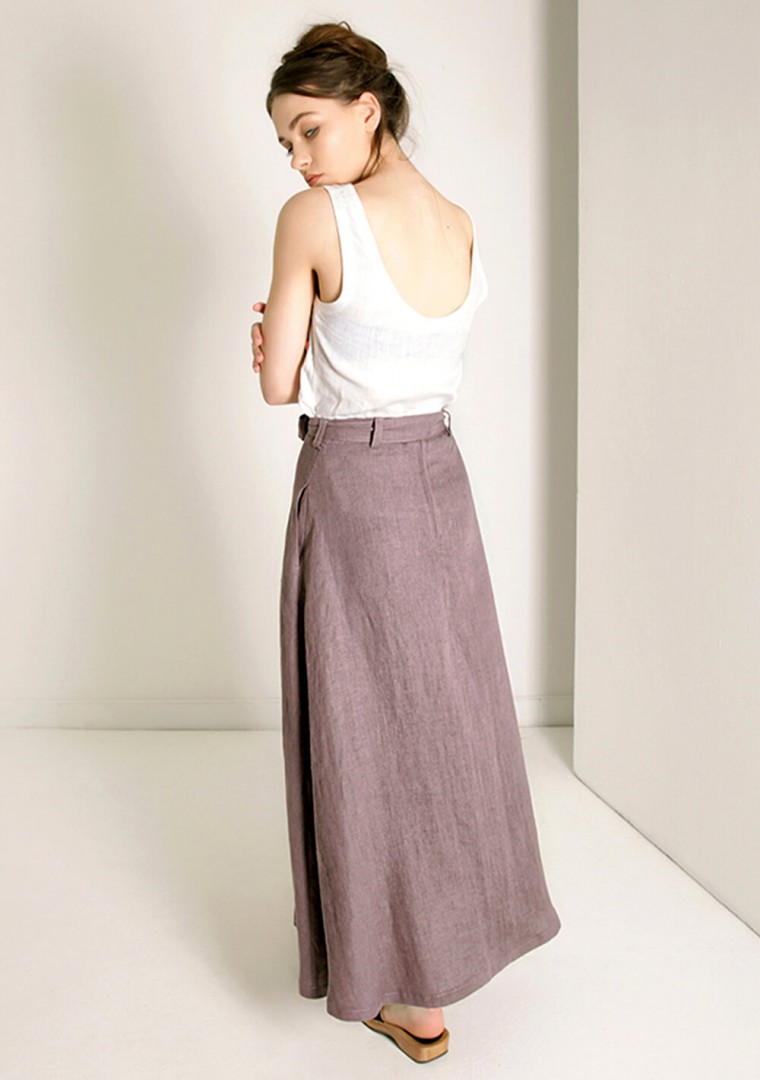 Linen maxi skirt with belt Alessia 3