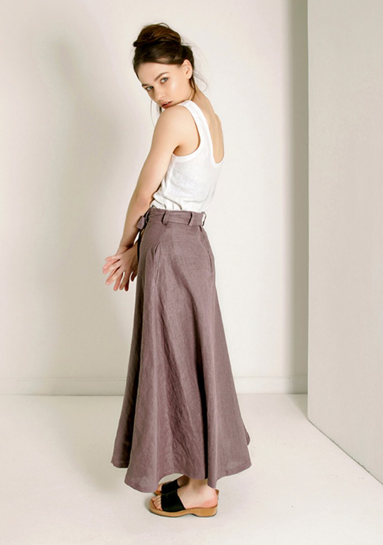Linen maxi skirt with belt Alessia 4