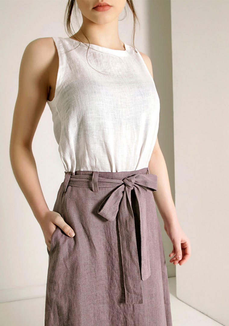 Linen maxi skirt with belt Alessia 5