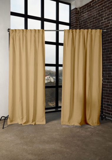 Semi-sheer linen curtains in Light Camel