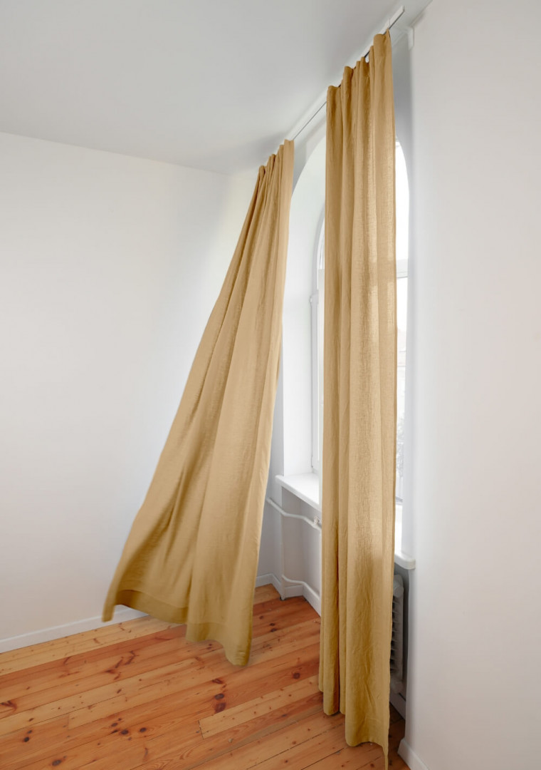 Semi-sheer linen curtains in Light Camel