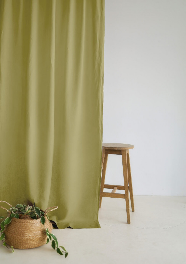 Set of 2 linen curtains with multifunctional heading tape