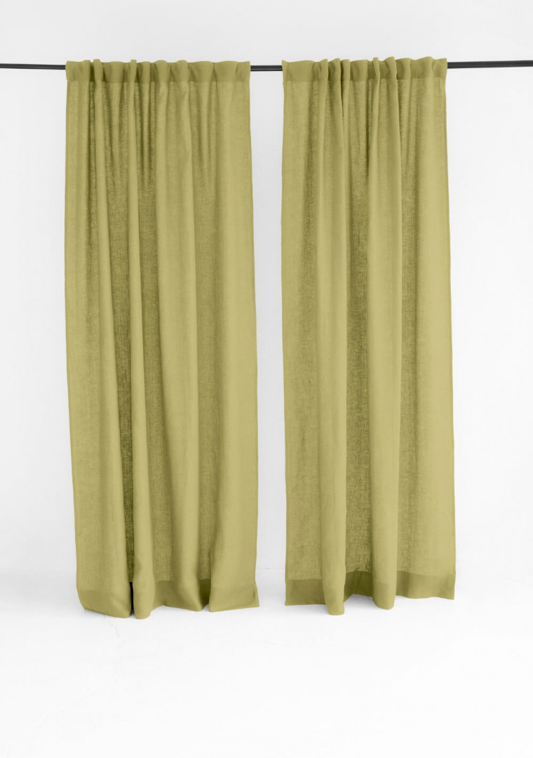 Set of 2 linen curtains with multifunctional heading tape