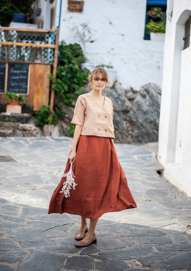 Linen maxi outlet skirt