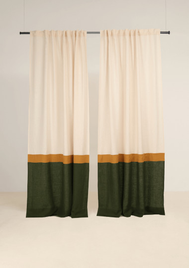 Linen curtains with multifunctional heading tape