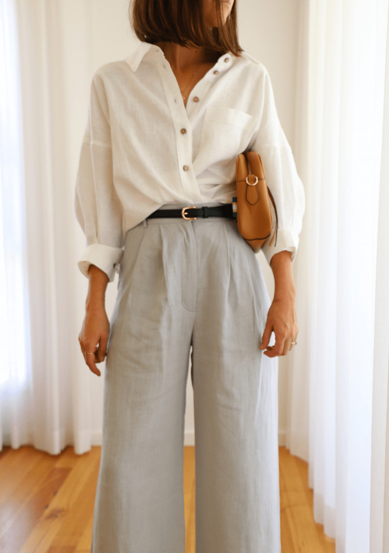 Linen collar shirt Amber