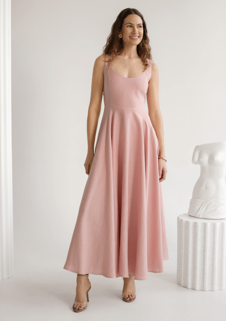 Linen bridesmaid dress Wendy with lace-up back