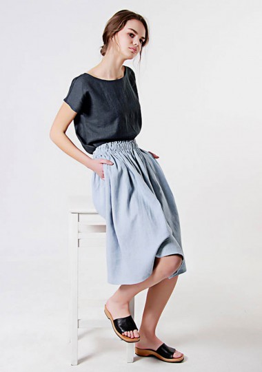 Linen ruffle waist skirt Margo