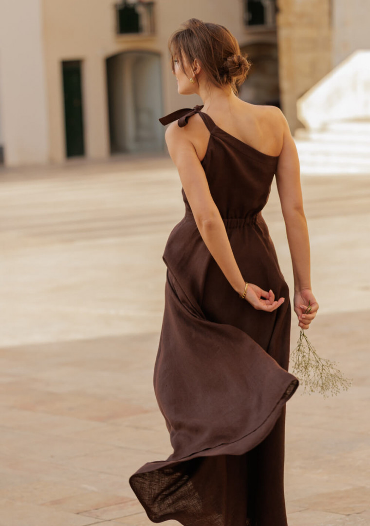 One shoulder linen dress Rachel