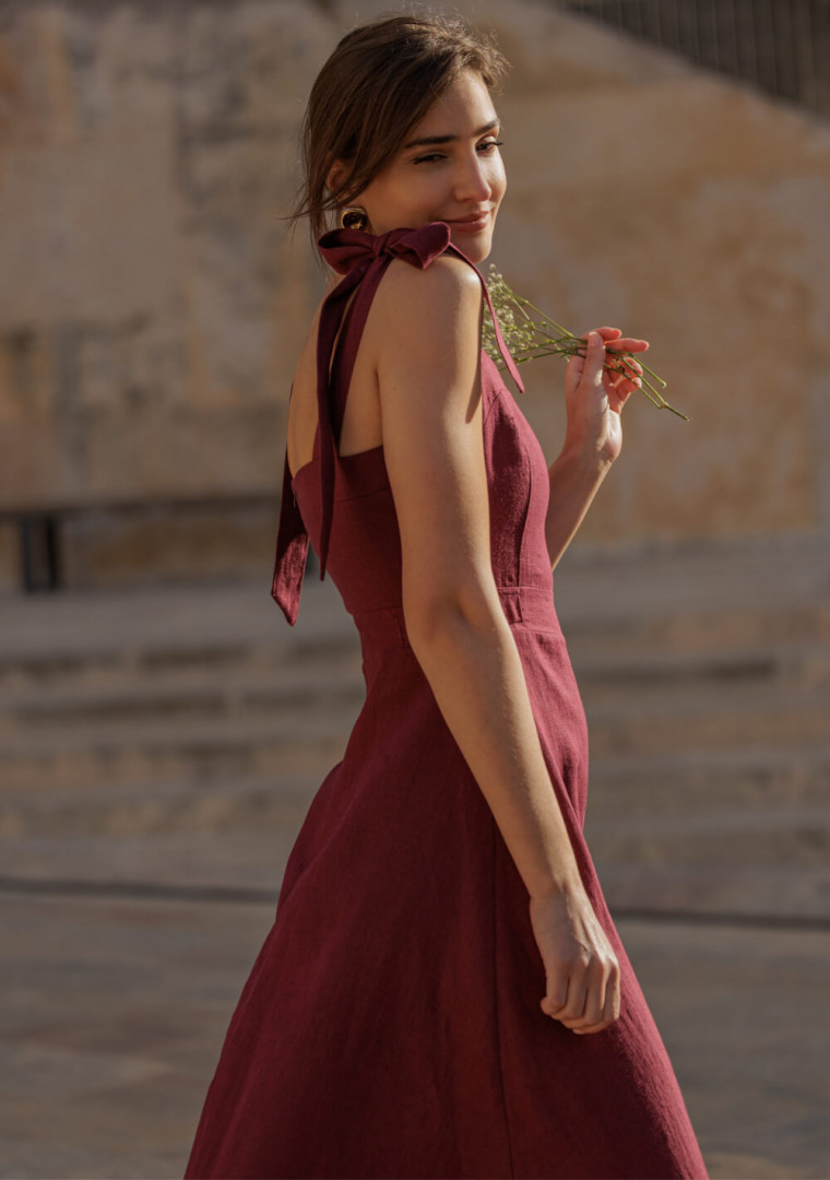 Linen tie strap dress Perla