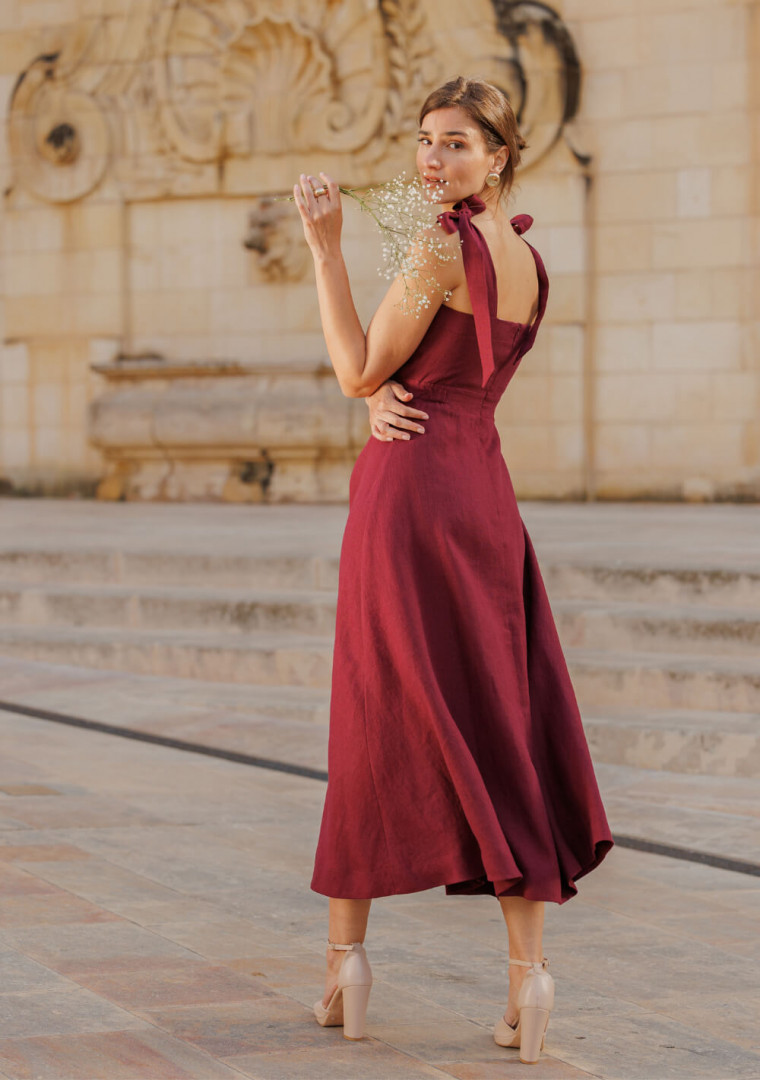 Linen tie strap dress Perla