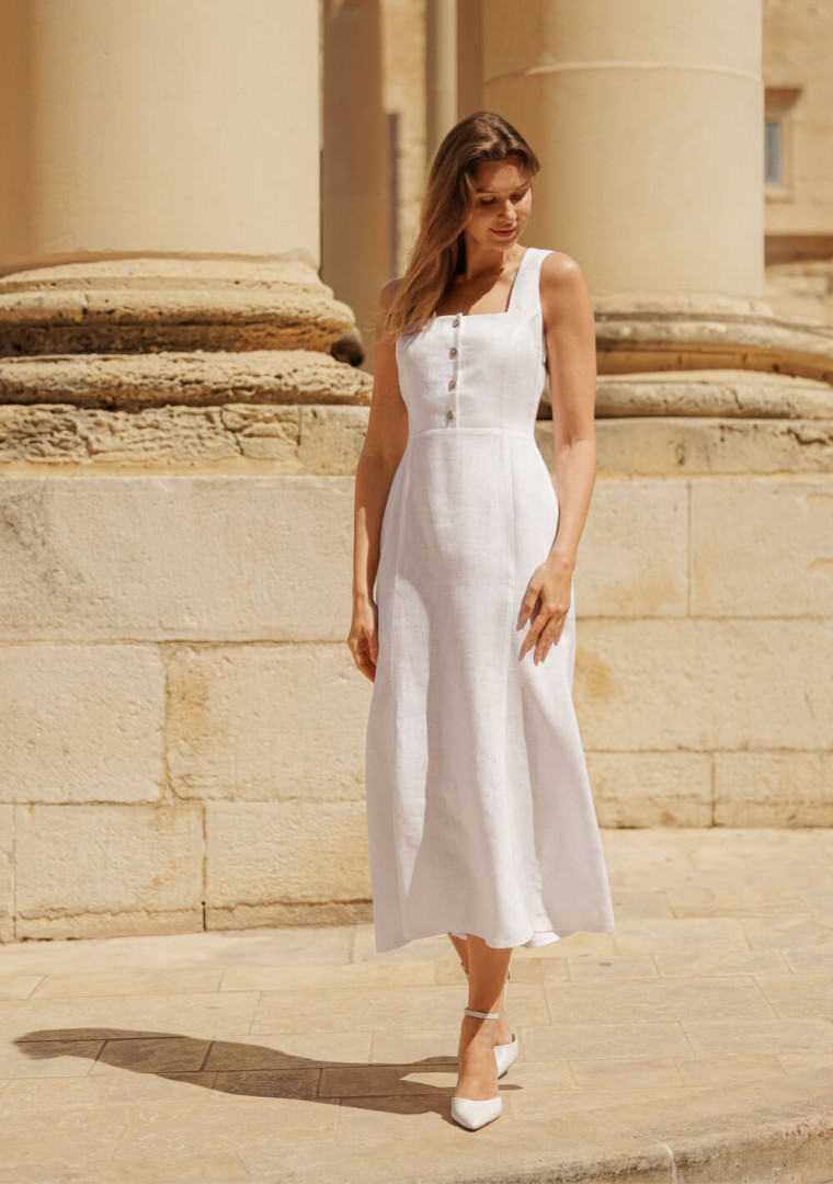 Linen trumpet wedding dress Valery