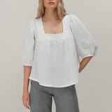 Linen square neck top Essie