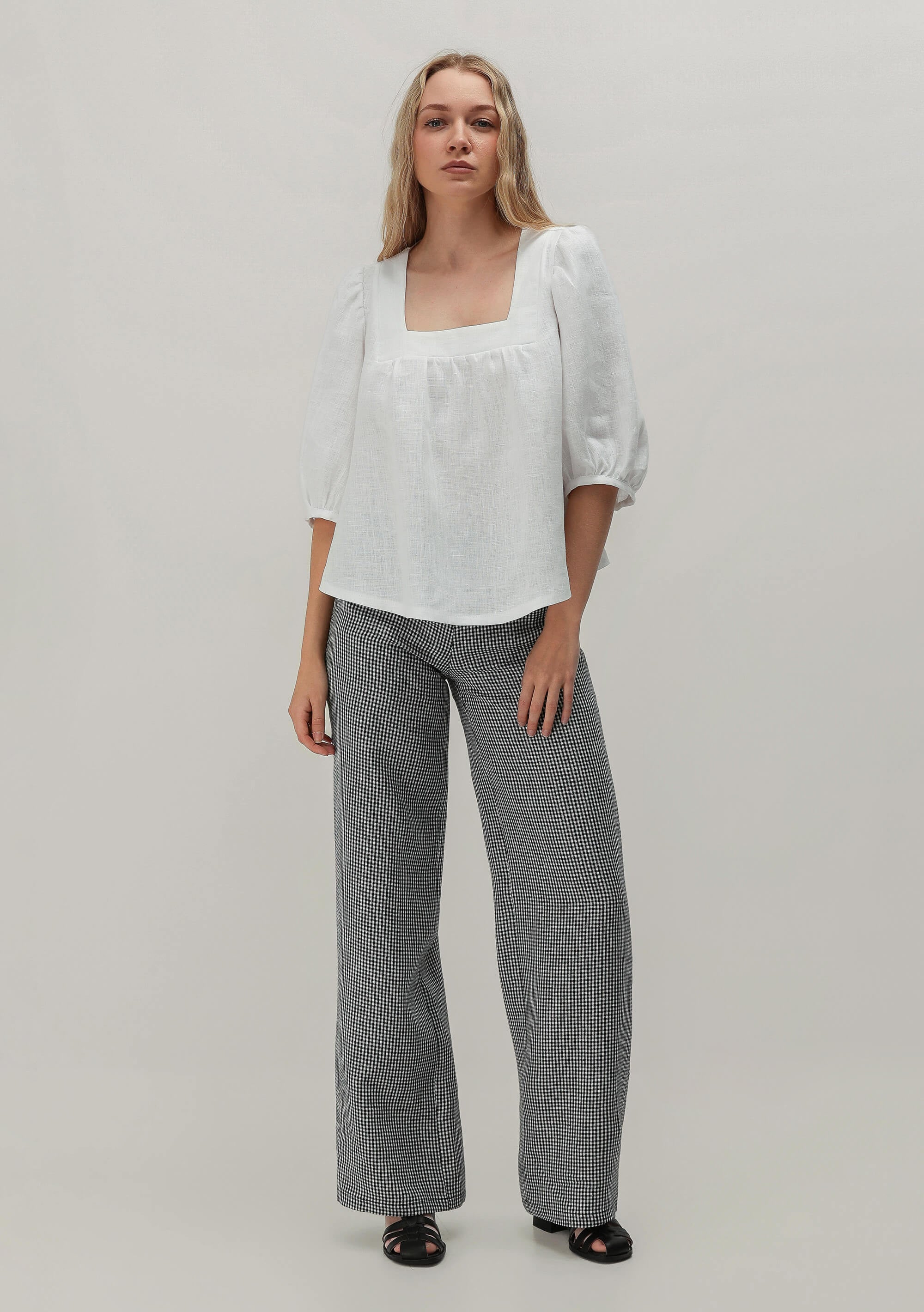 Linen square neck top Essie