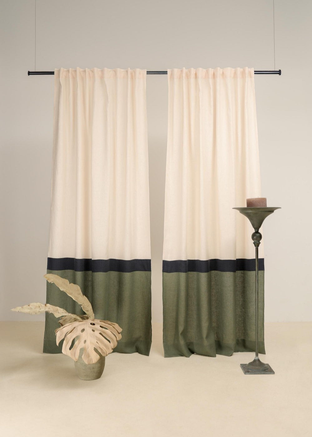 3 color block linen curtain panel – photo 1