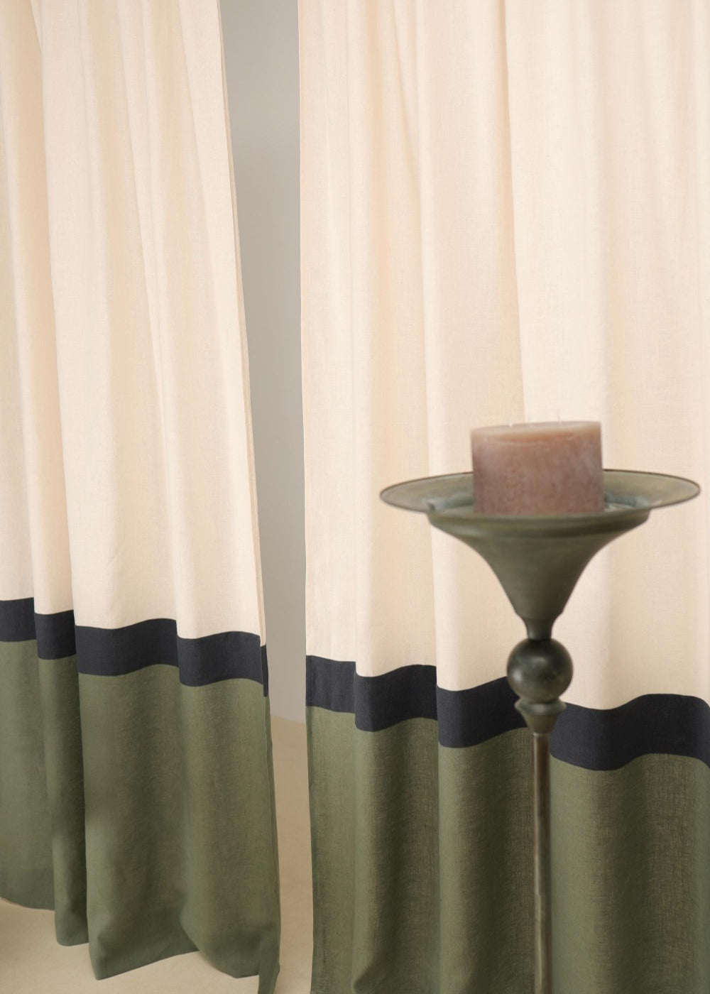 3 color block linen curtain panel – photo 2