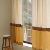 70s 3 color block linen curtain – photo 1