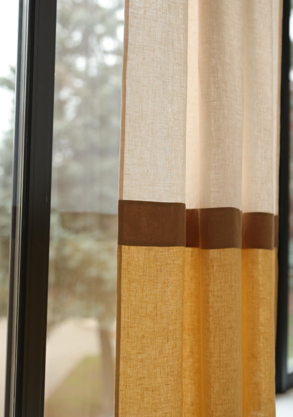 70s 3 color block linen curtain – photo 7