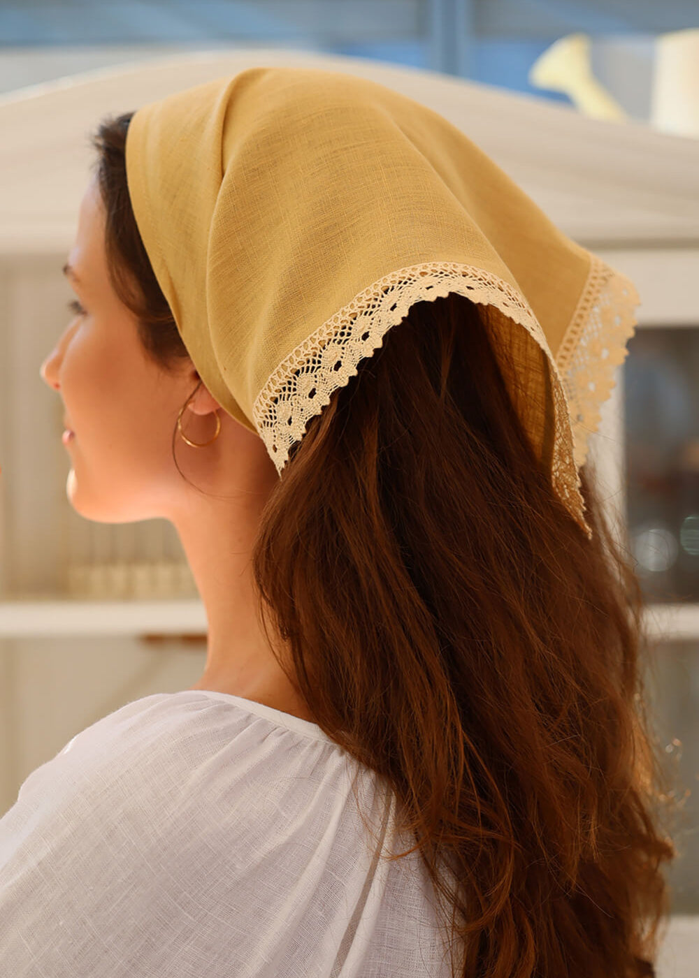 Linen lace headscarf