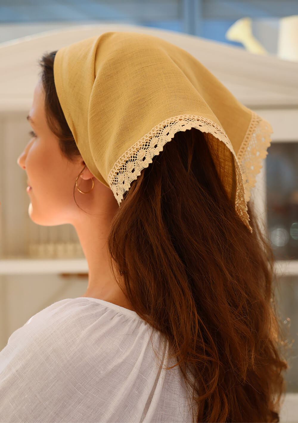 Linen lace headscarf
