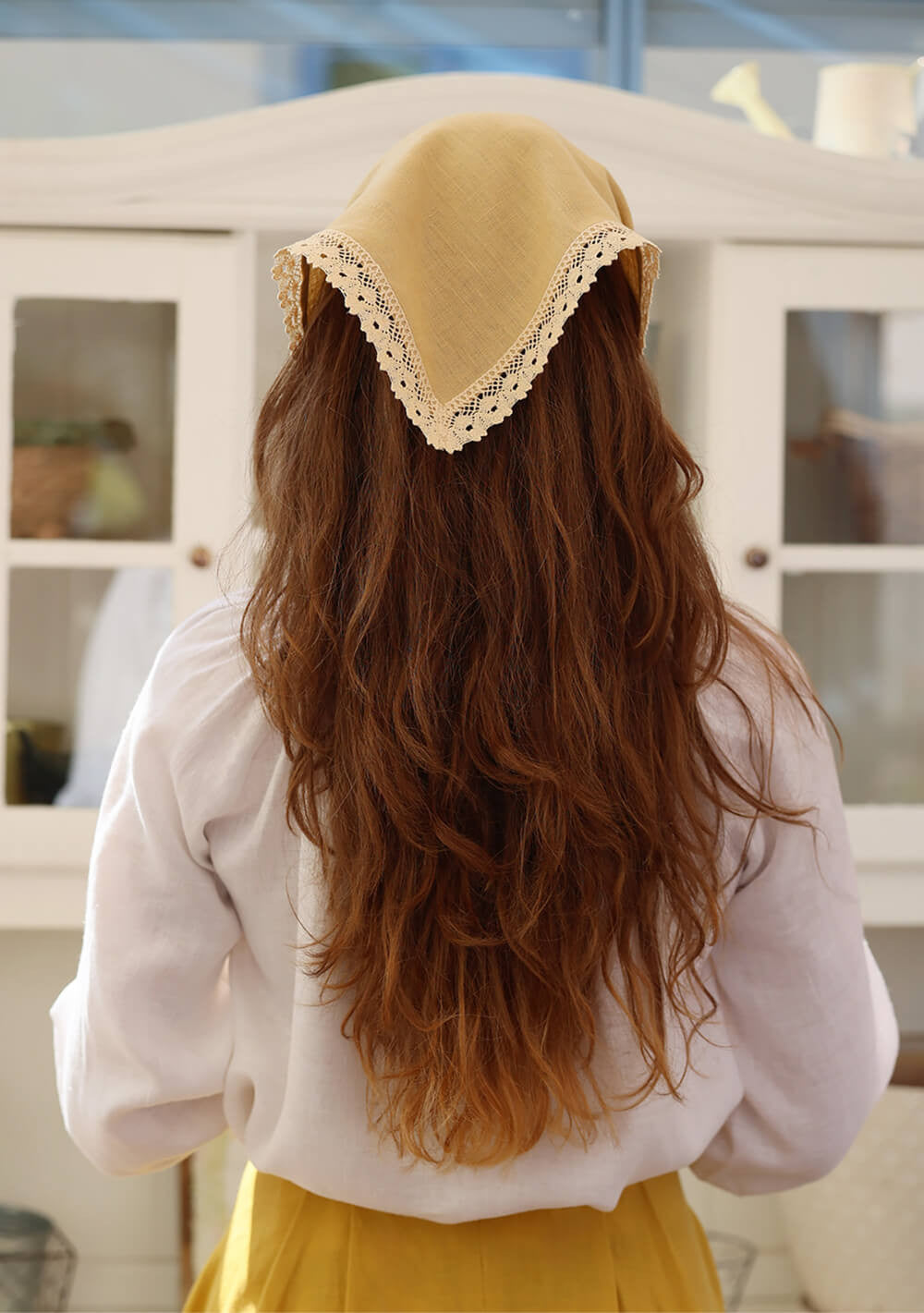 Linen lace headscarf
