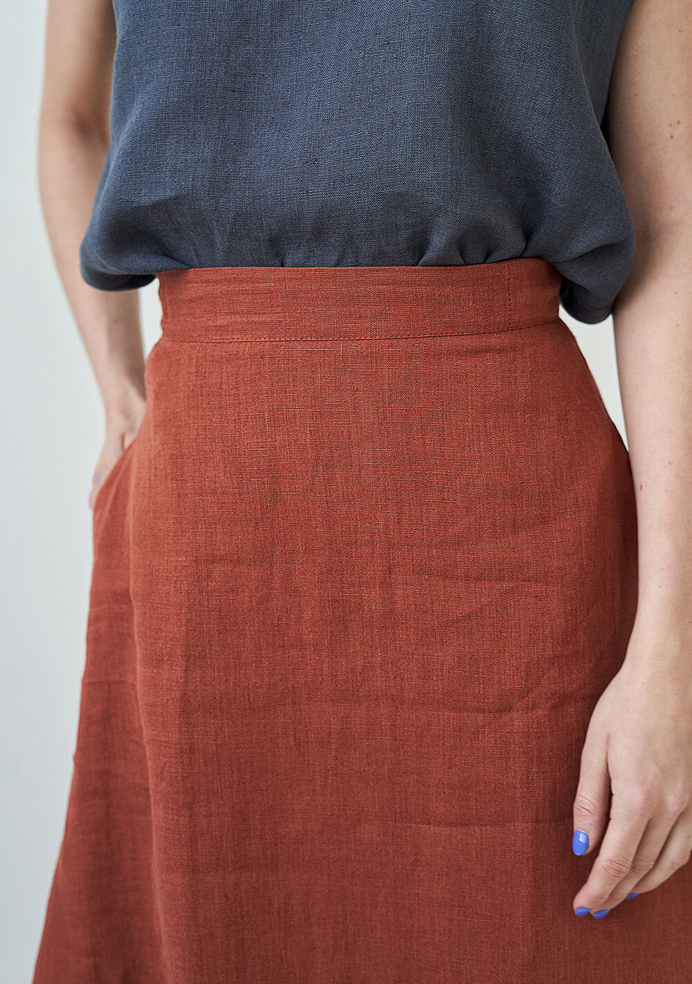 Ankle length linen skirt India
