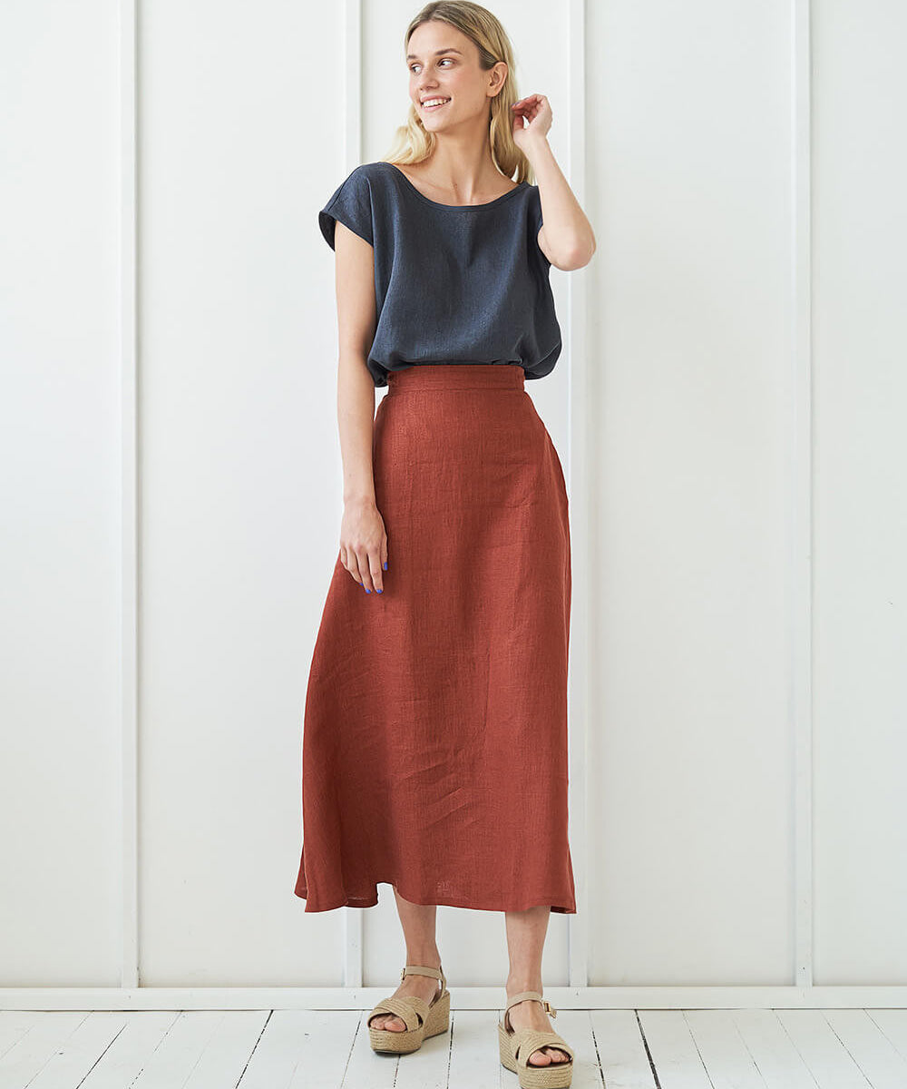 Ankle length linen skirt India