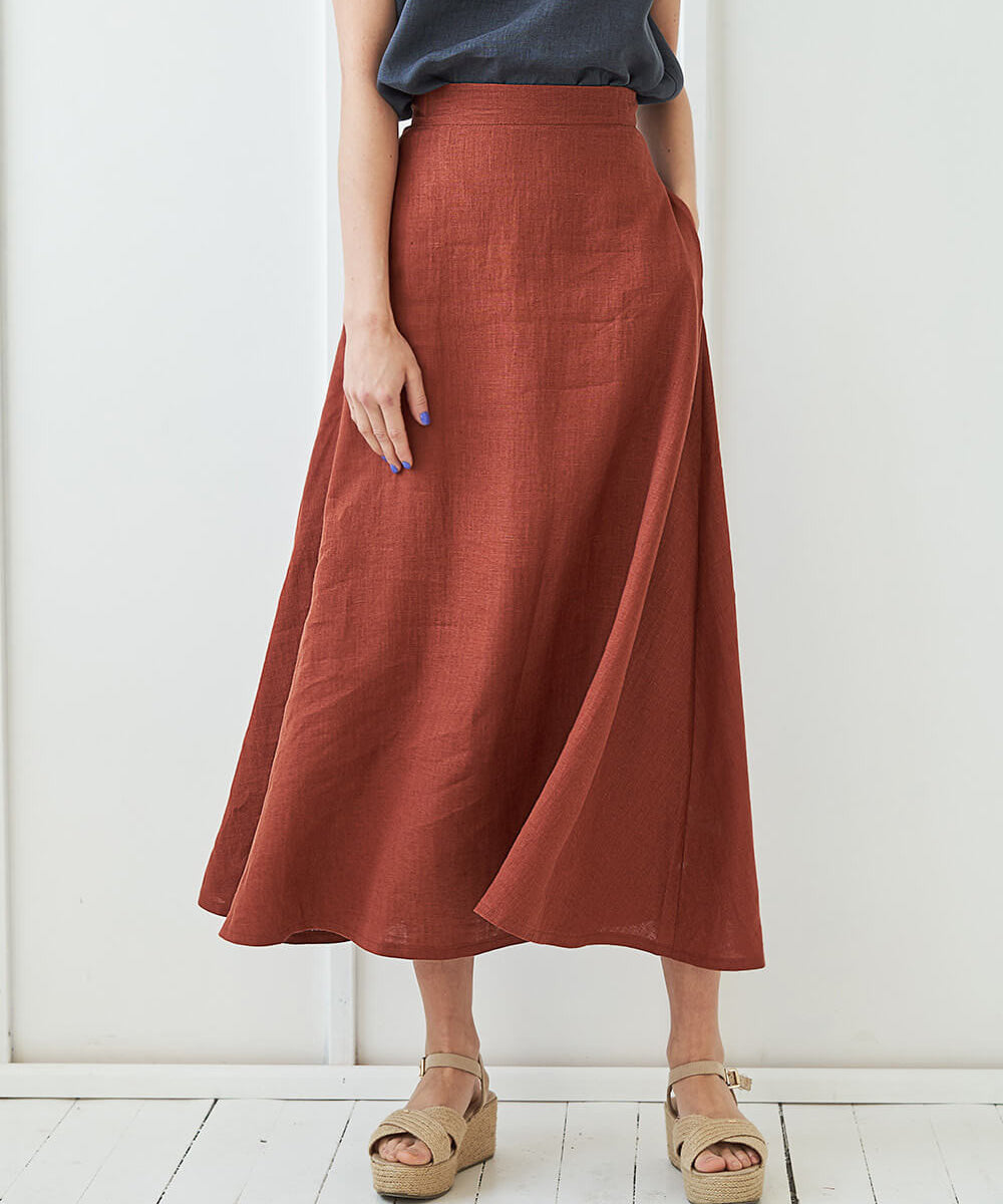 Ankle length linen skirt India