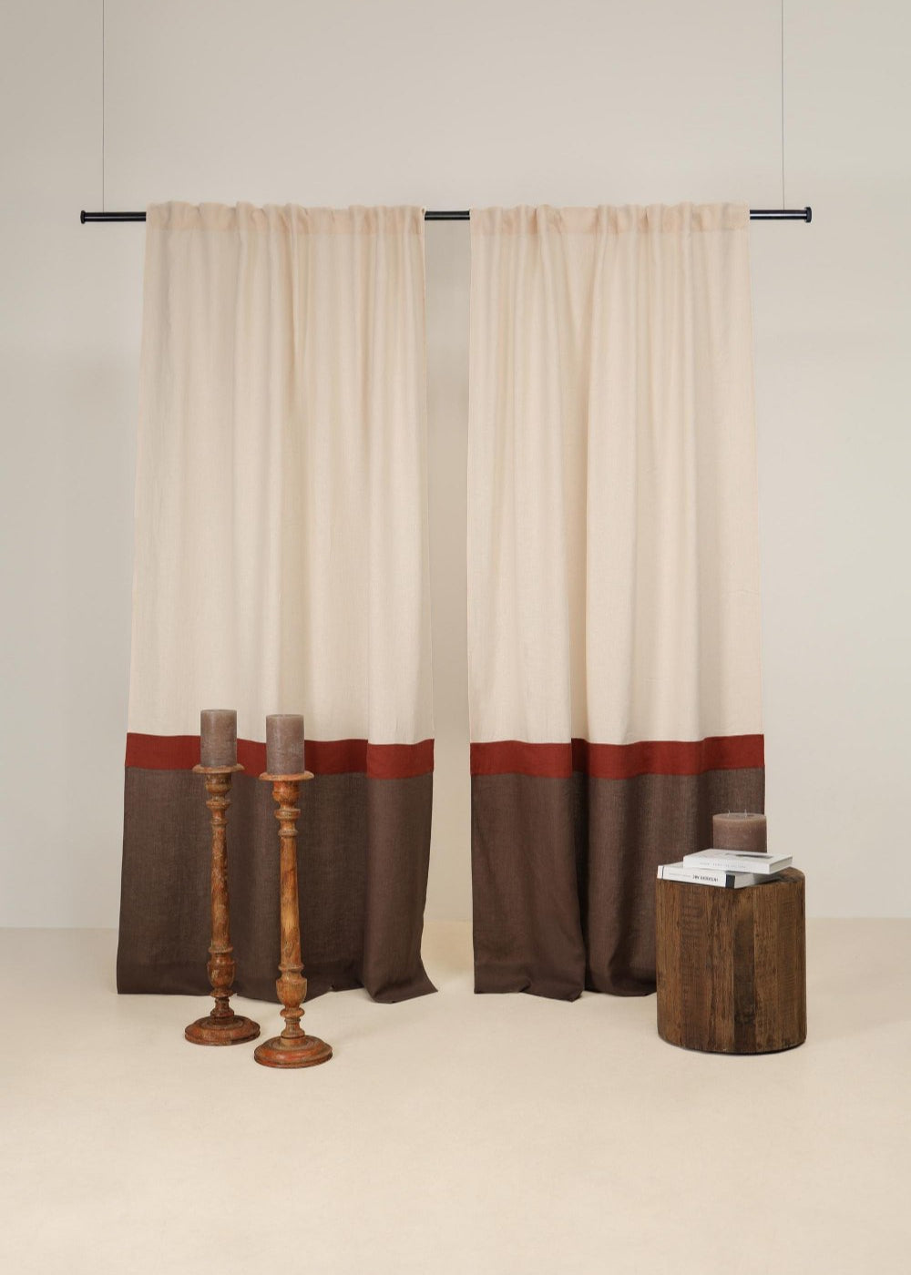 Bohemian 3 color block linen curtain – photo 1