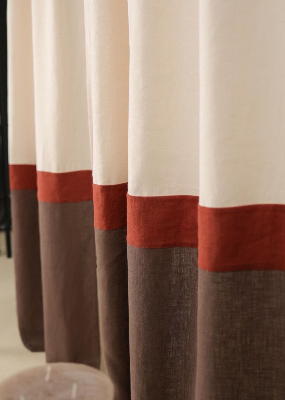Bohemian 3 color block linen curtain – photo 2