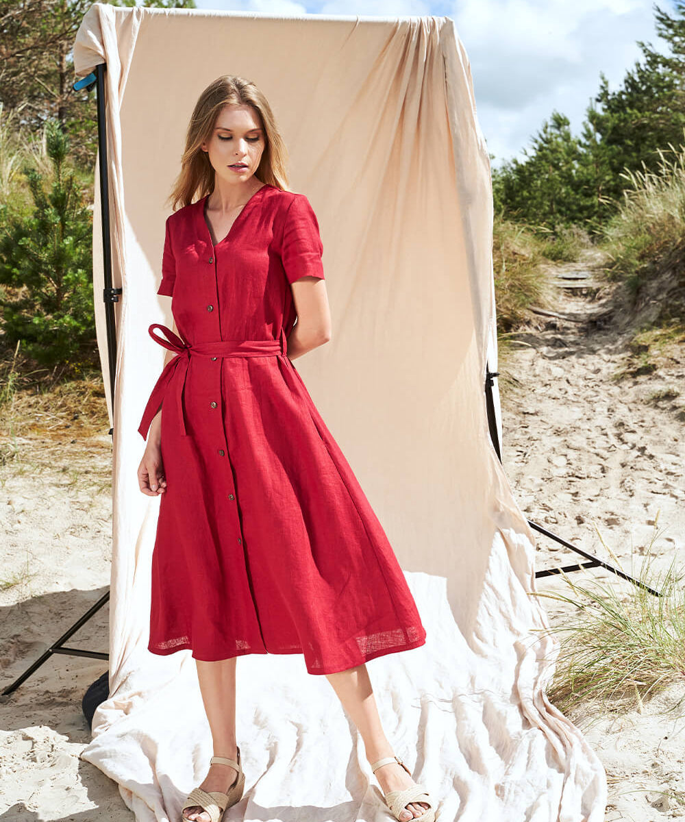 Button down linen dress Sanna