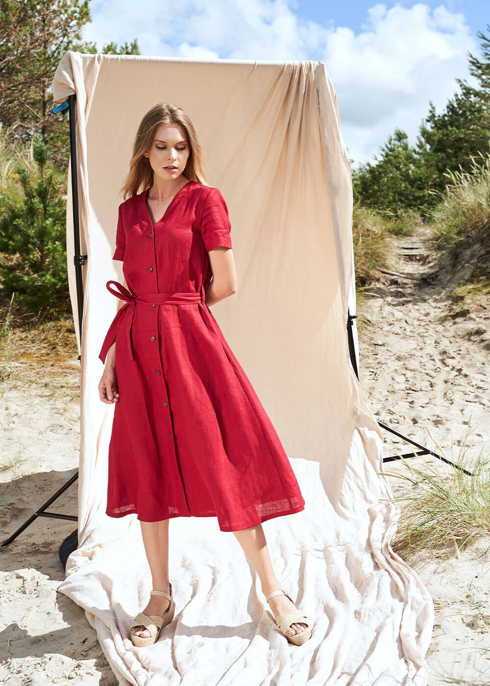 Button down linen dress Sanna