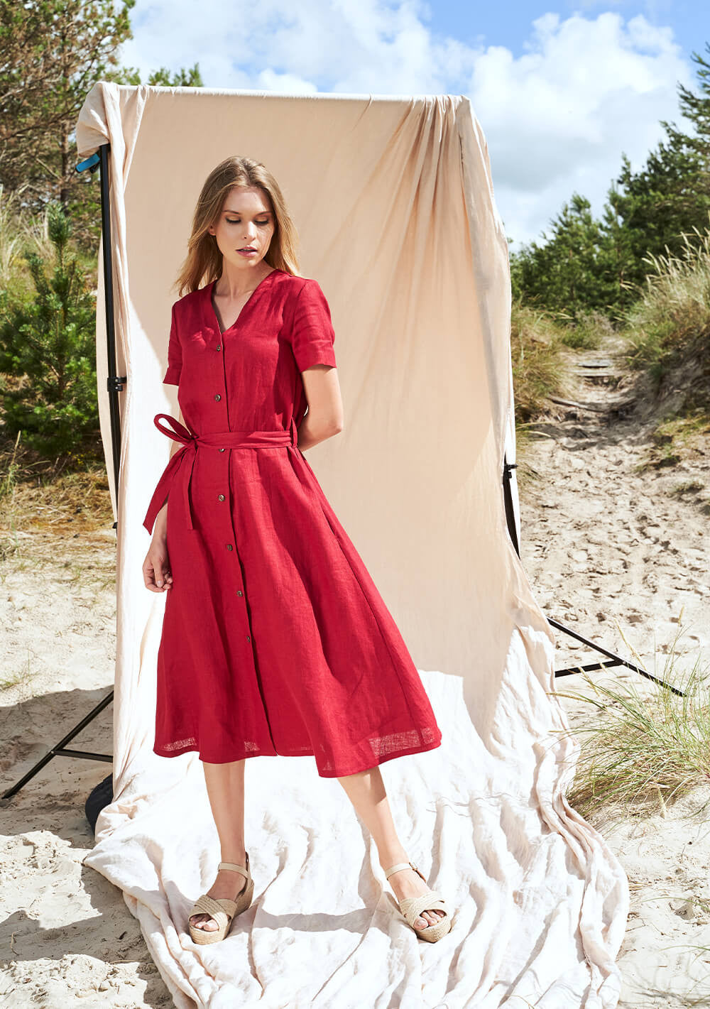 Button down linen dress Sanna