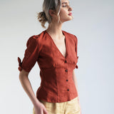 Button front linen blouse Flavia
