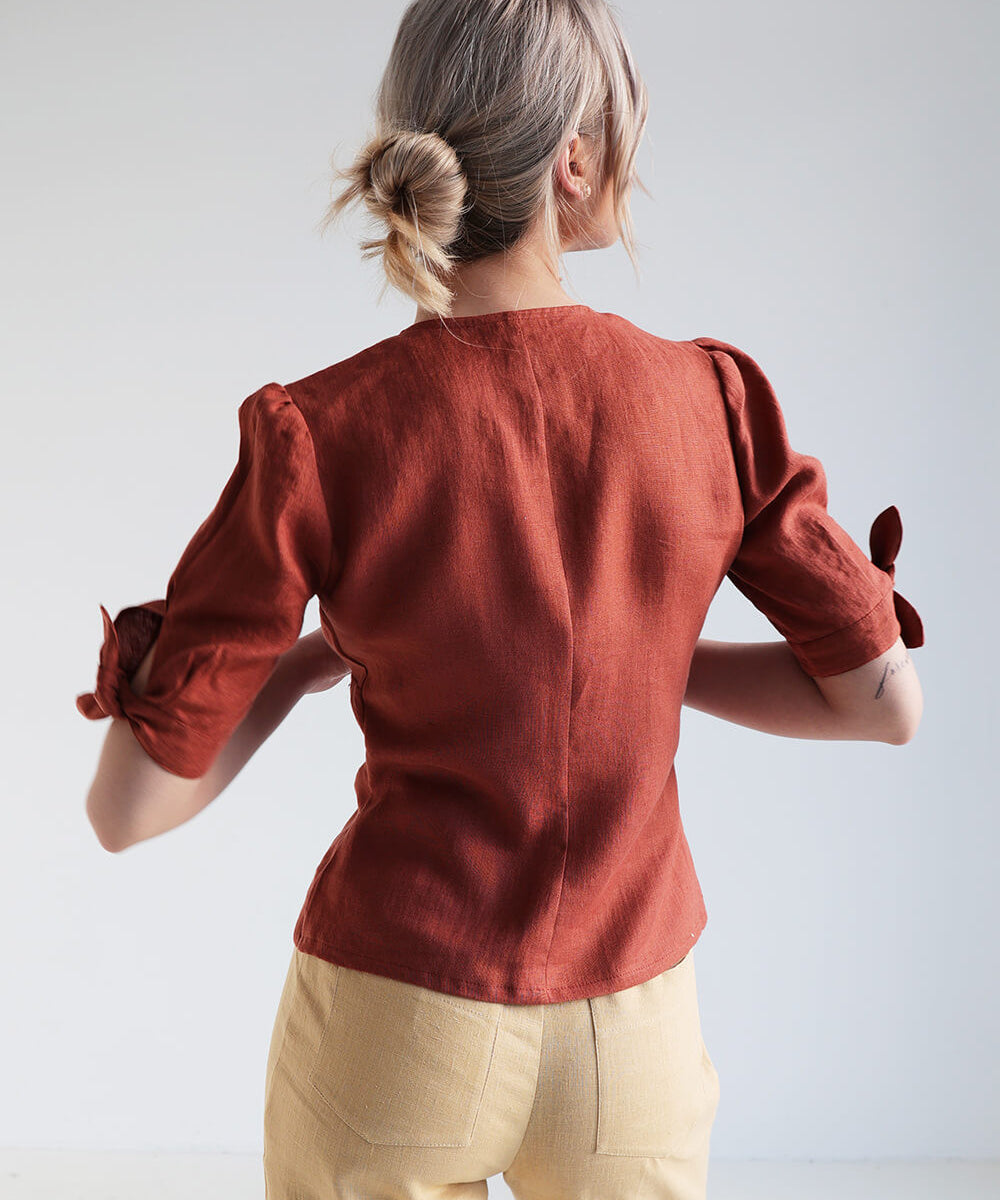 Button front linen blouse Flavia