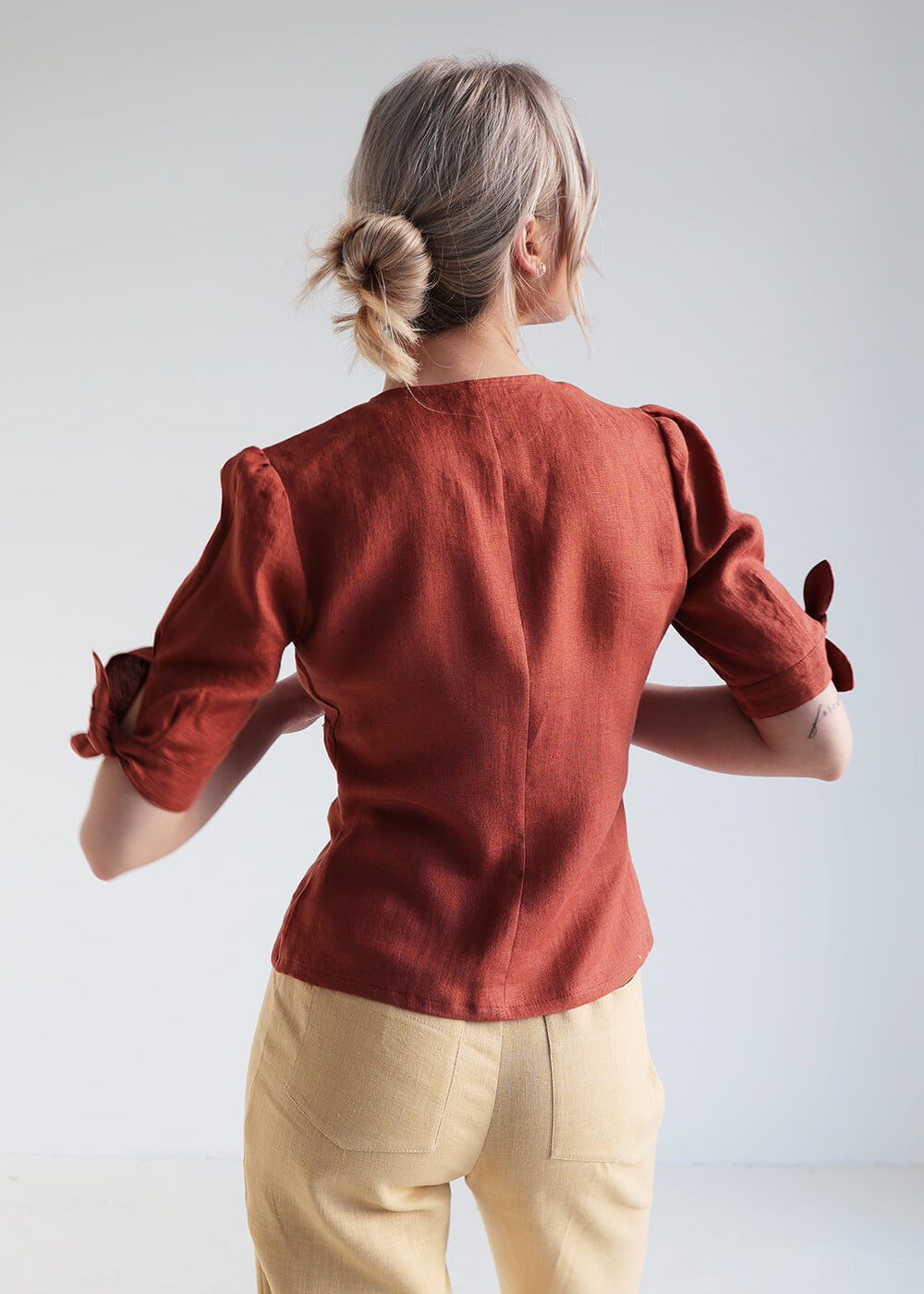 Button front linen blouse Flavia