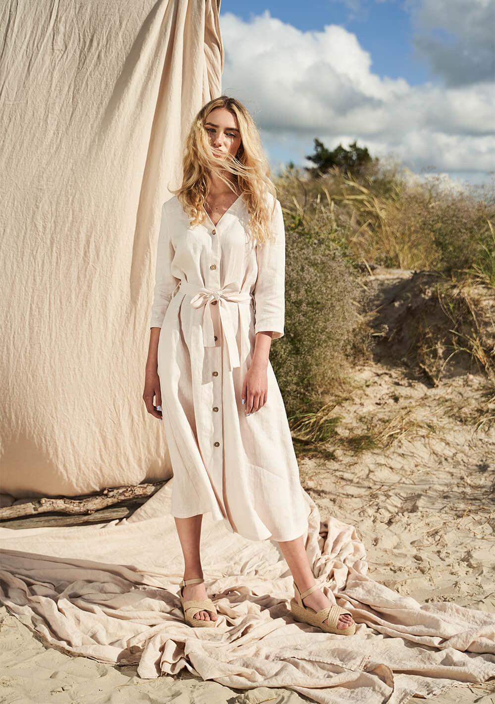 Button front linen dress Santana