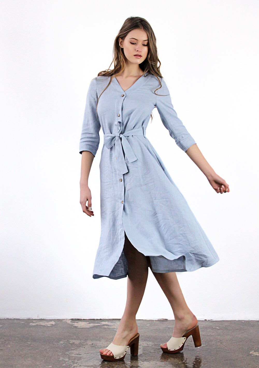 Button front linen dress Santana