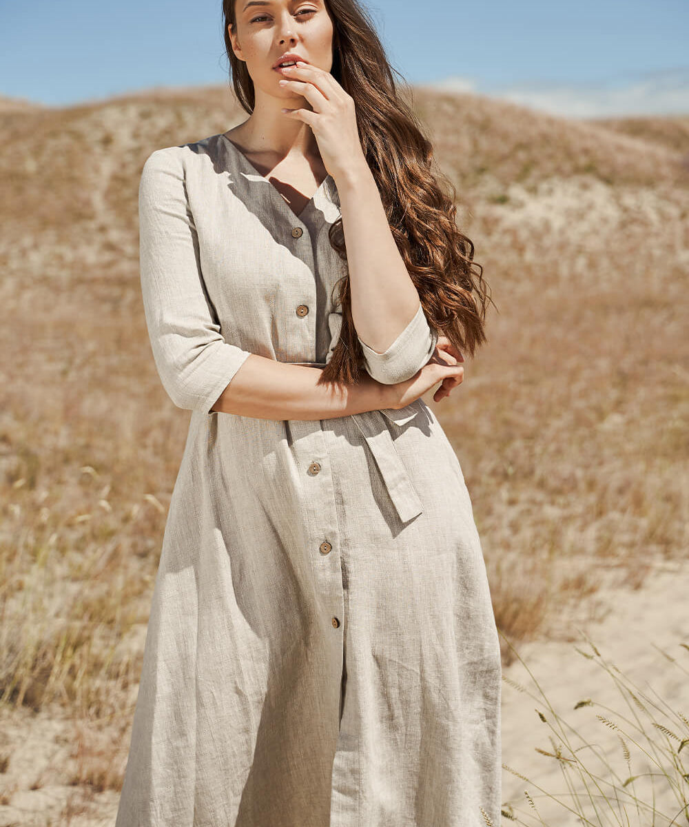 Button front linen dress Santana